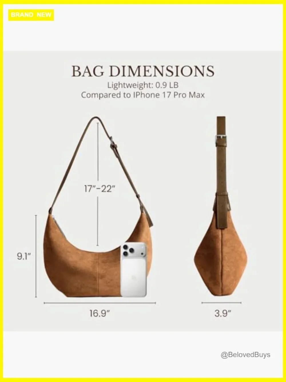 Faux Suede Hobo Crossbody Bag with Zipper Closure